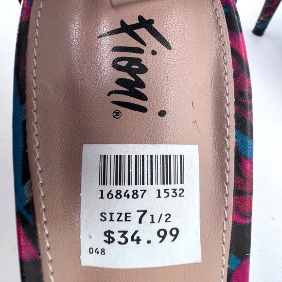 Fioni Floral Open-Toe Heels Womens Shoes Size 7.5 Pink & Blue Ankle Strap NEW - Picture 3 of 15